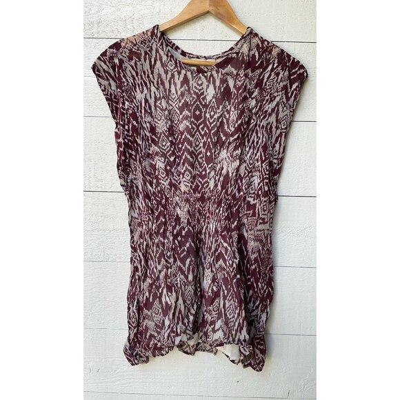 IRO Cantela Ikat Printed Mini Tunic Dress Kimono Smocked S-36 - Picture 1 of 4